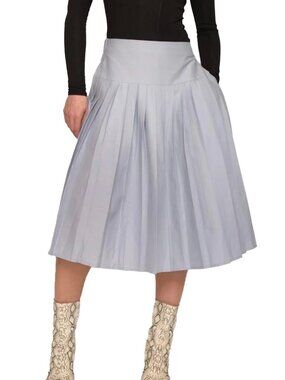 Women’s  Pleated Midi Skirt – Soft Blue